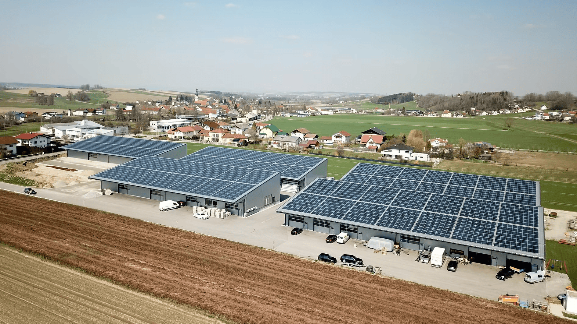 PV system on roofs of several buildings