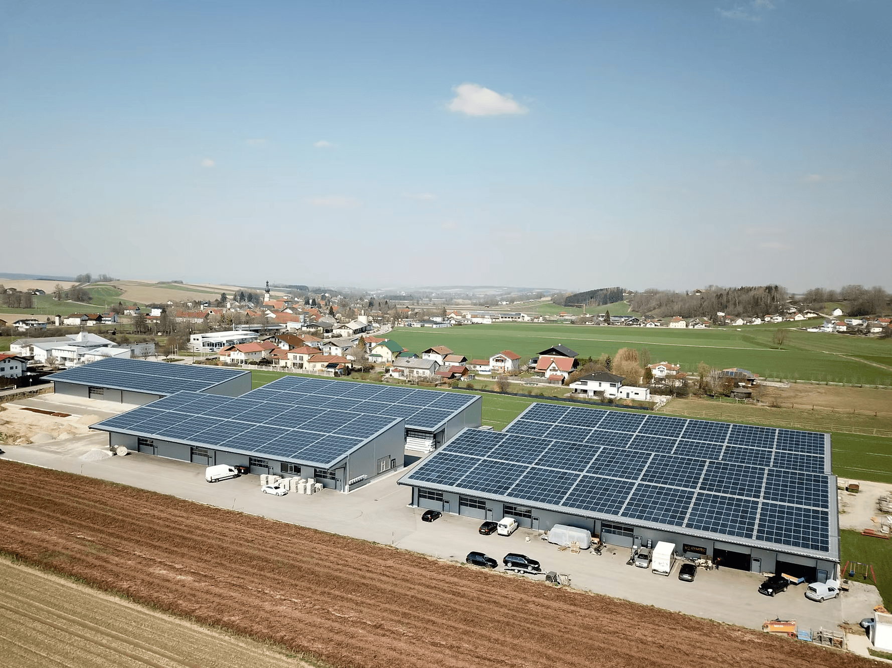 PV system on roofs of several buildings