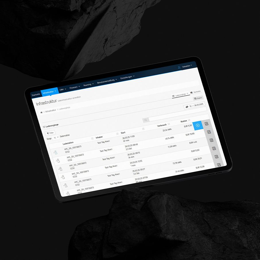 Tablet with active display between two boulders