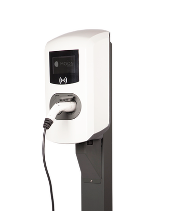 MOON Pro-Line Double white colour with a stand and a cable pluged-in, from Alfen