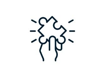 Icon mit Hand und Puzzlestück