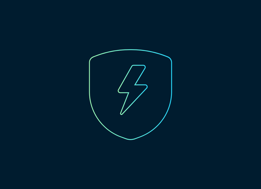 Icon safety lightning inside a shield 