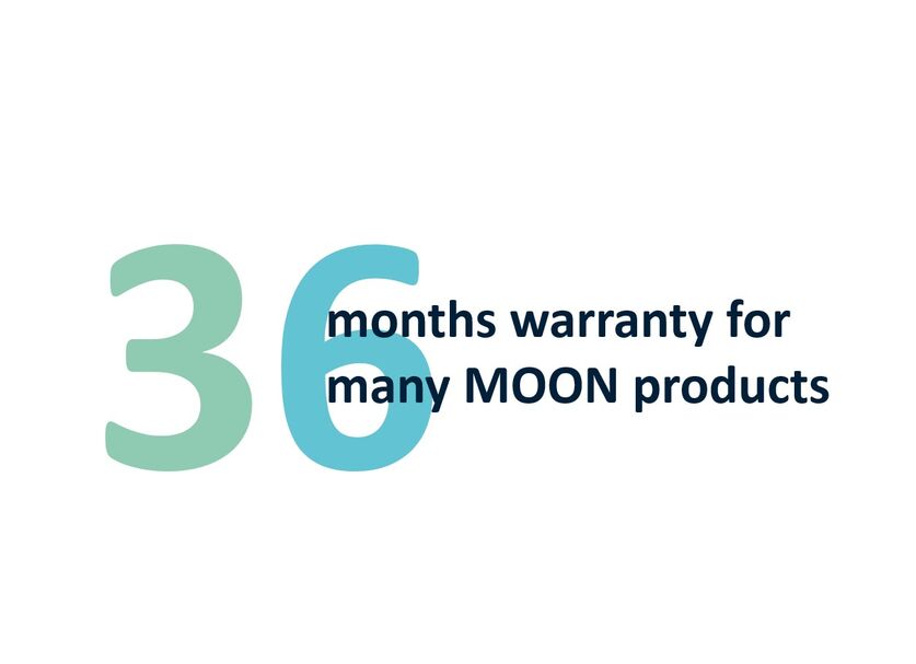 36-month guarantee on many MOON products