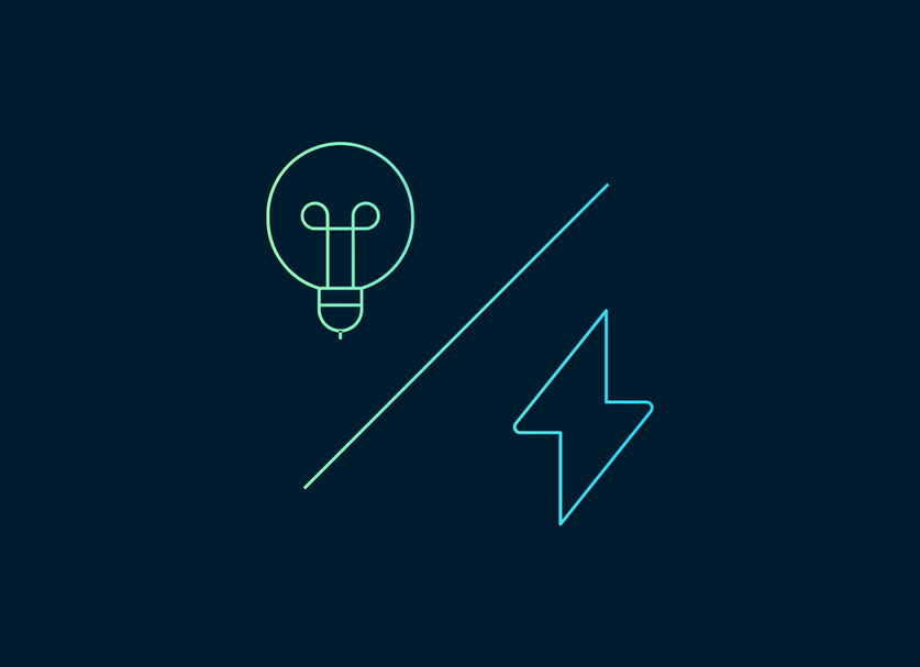 Icon light bulb and electricity or energy sign