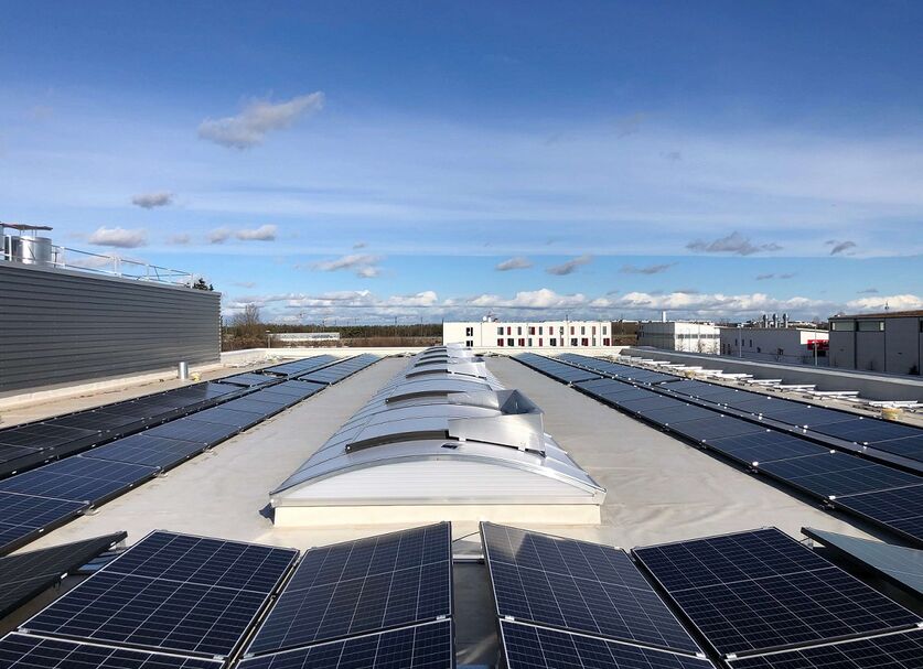 Photovoltaic system on the roof at  Audi Trudering