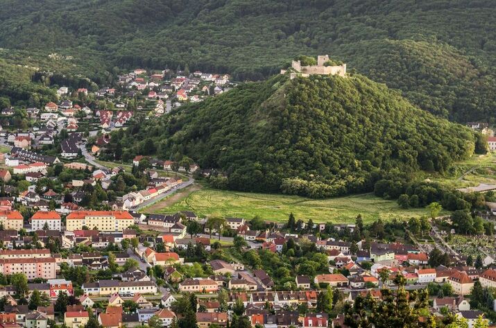 flight view of the town in Lower Austria
